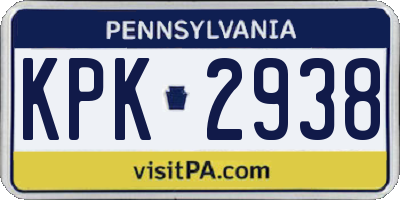 PA license plate KPK2938