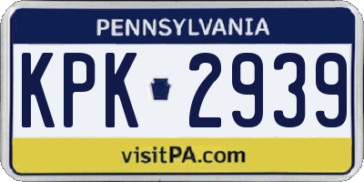 PA license plate KPK2939
