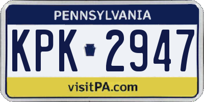 PA license plate KPK2947