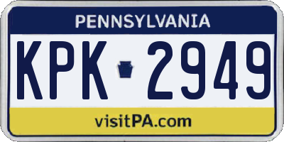 PA license plate KPK2949