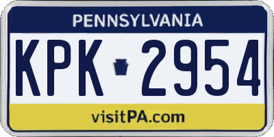 PA license plate KPK2954