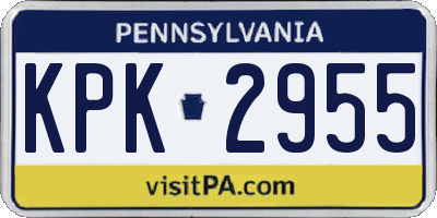 PA license plate KPK2955