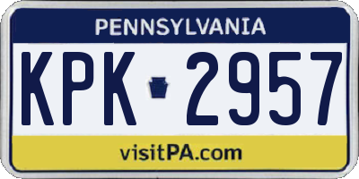 PA license plate KPK2957