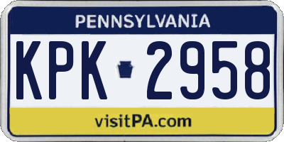 PA license plate KPK2958