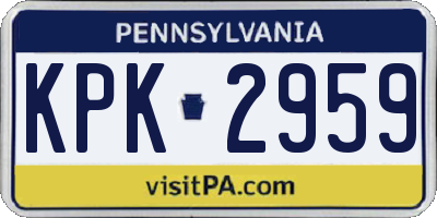 PA license plate KPK2959