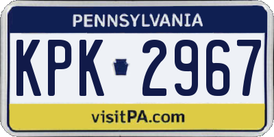 PA license plate KPK2967