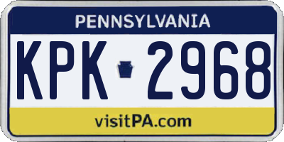 PA license plate KPK2968