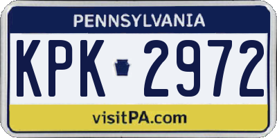 PA license plate KPK2972