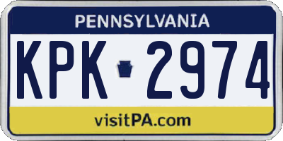 PA license plate KPK2974