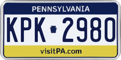 PA license plate KPK2980