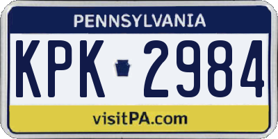 PA license plate KPK2984