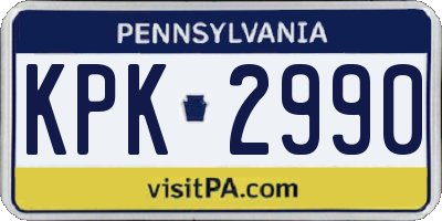 PA license plate KPK2990