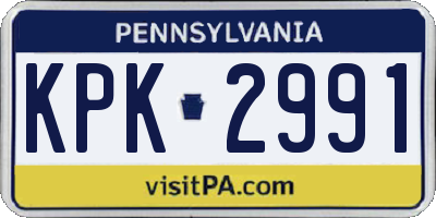 PA license plate KPK2991