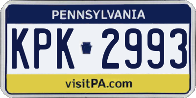 PA license plate KPK2993