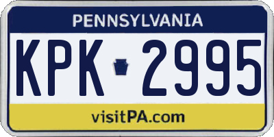 PA license plate KPK2995