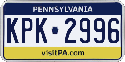 PA license plate KPK2996