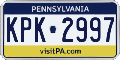 PA license plate KPK2997