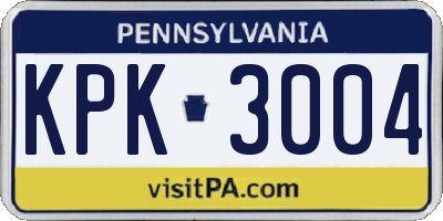 PA license plate KPK3004