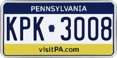 PA license plate KPK3008