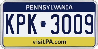 PA license plate KPK3009