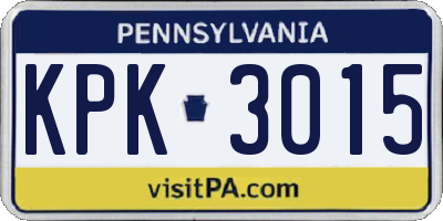 PA license plate KPK3015