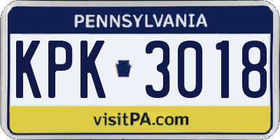 PA license plate KPK3018
