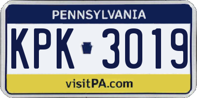 PA license plate KPK3019