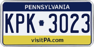 PA license plate KPK3023