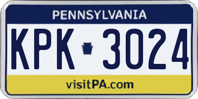 PA license plate KPK3024