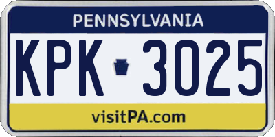 PA license plate KPK3025