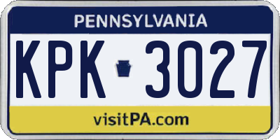 PA license plate KPK3027