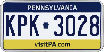 PA license plate KPK3028