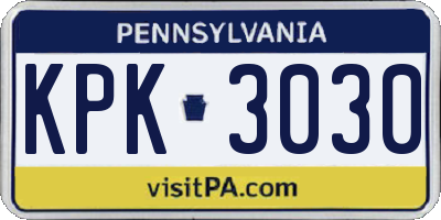 PA license plate KPK3030