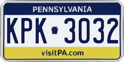 PA license plate KPK3032