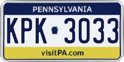 PA license plate KPK3033