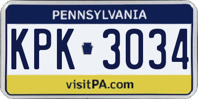 PA license plate KPK3034