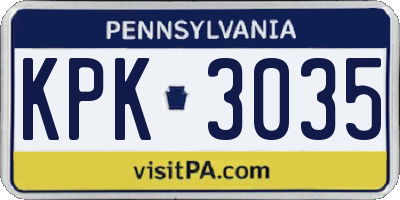 PA license plate KPK3035