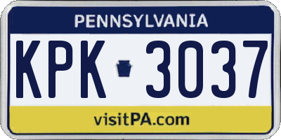 PA license plate KPK3037