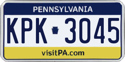 PA license plate KPK3045