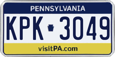PA license plate KPK3049