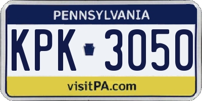 PA license plate KPK3050