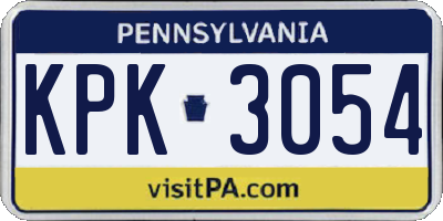 PA license plate KPK3054