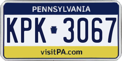 PA license plate KPK3067
