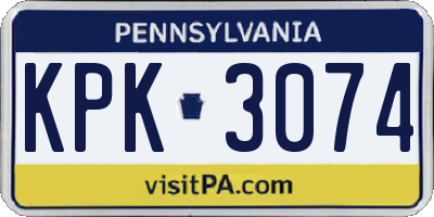 PA license plate KPK3074