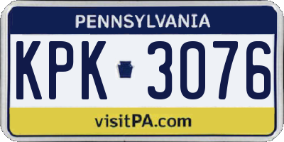 PA license plate KPK3076