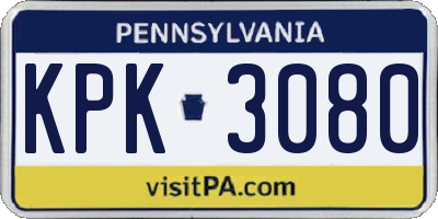 PA license plate KPK3080
