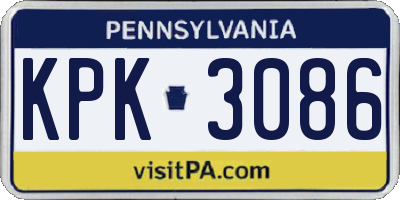 PA license plate KPK3086