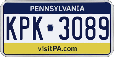 PA license plate KPK3089