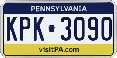 PA license plate KPK3090