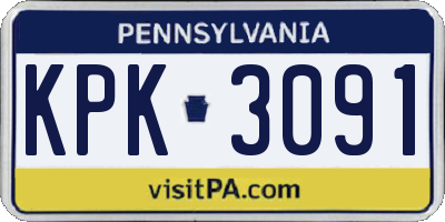 PA license plate KPK3091